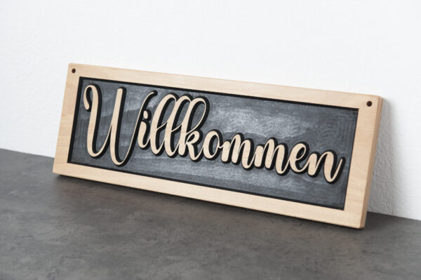 Holzschild "Willkommen"