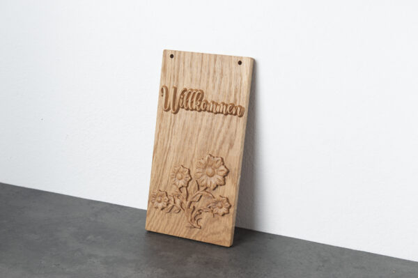 Holzschild "Willkommen - 3D Relief"